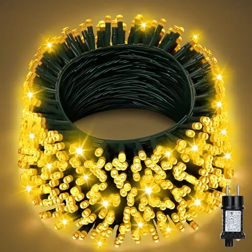 Lichterkette Außen 40M 330LED, Warmweiß Lichterkette Außen Strom mit Timer,Lichterkette Weihnachtsbaum Aussen 8Modi IP44 Wasserdicht Weihnachtsbeleuchtung für Außen Innen Garten Balkon Hochzeit Party