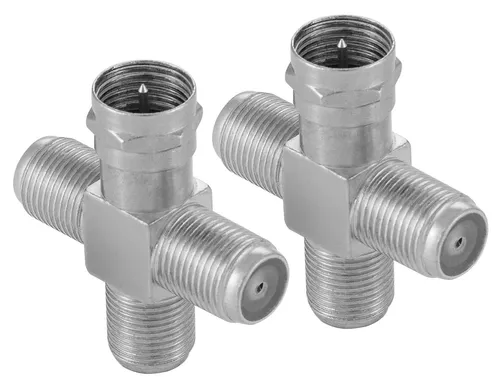 Poppstar 2x Sat TV Koax Verteiler Kreuz-Stück Splitter Adapter für Antennenkabel
