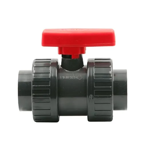 HAF PVC 2-Wege Kugelhahn 63mm mit rotem Griff - Hochwertiger PVC Kugelhahn mit Klebemuffen für vielseitige Anwendungen wie Pool- und Teichbau. Robuste Bauweise, witterungsbeständig und langlebig. Ideal für Druck- und Saugleitungen.