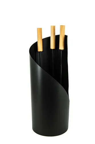 Valo Kaminbesteck Göteborg - 3-teiliges Set mit Holzgriffen - Aschesauger mit modernem Design, bestehend aus Besen, Schaufel und Schürhaken für eine einfache und effektive Kaminreinigung.