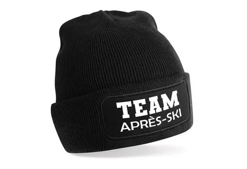 Herzbotschaft Beanie Strickmütze mit Spruch TEAM APRÈS-SKi (Mütze mit Aufdruck, Skimütze) Unisex SoftTouch angenehm weiche und warme Wintermütze Einheitsgröße