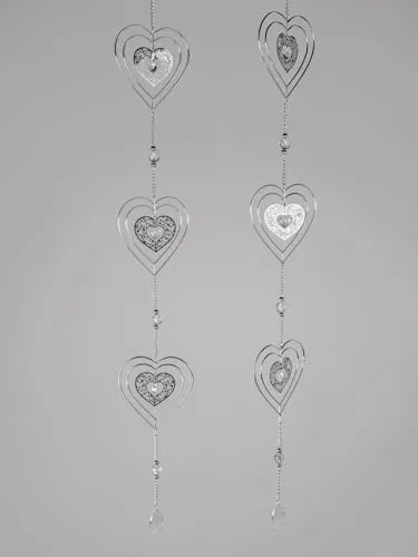 formano 2er Set Fensterdeko Hänger Herzen 14x110 cm - Hochwertige hängende Fensterdeko aus handgefertigtem Edelstahl, ideal für Fenster oder Türen. Verleiht Ihrem Zuhause mit eleganten Herzformen einen Hauch von Raffinesse.