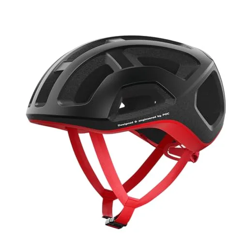 POC Ventral Lite Fahrradhelm, Uranium Black/Prismane Red, S (50-56cm) - Fahrradhelme mit überragender Kühlung und Sicherheit, ideal für Sommerfahrten und Bergtouren. Mit einem Gewicht von unter 200 g bietet er maximalen Schutz bei minimalem Gewicht.
