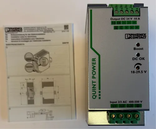 Phoenix Contact 2866705 Hutschienen-Netzteil 24 V/DC 10A - Systemstromversorgung mit QUINT POWER für höchste Anlagenverfügbarkeit und zuverlässiges Starten schwieriger Lasten dank Power Boost. Ideal für Elektrobedarf und Steuerungstechnik.