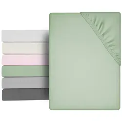 Beautex Spannbettlaken Mikrofaser Spannbetttuch Bettlaken, Premium Mikrofaser, Größe und, Microfaser, Gummizug: rundum, (1 Stück) grün 100 cm x 200 cm