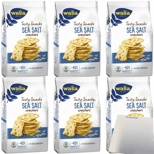 Wasa Tasty Snacks Crackers Meersalz 6er Pack 6x180g Packung usy Block