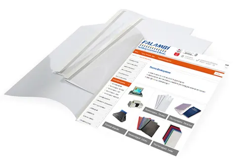 Thermobindemappen 10mm, Leder-Optik weiß , Thermomappen für Thermobindegerät 100