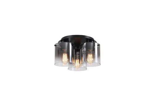 Licht-Erlebnisse Deckenleuchte ELODIE 3x E27 bis 60W - Modernes Design in Schwarz und Rauchgrau - Stilvolle Deckenleuchte aus Metall und Glas, die eine angenehme Lichtatmosphäre schafft. Ideal für Wohnzimmer, Flur und Küche - individuelle Anpassung der Helligkeit durch wählbare Leuchtmittel.