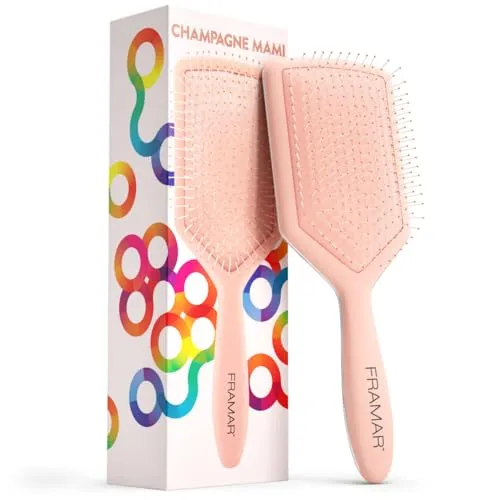 FRAMAR Sekt Haarbürste Ohne Ziepen - Haarbürsten Für Langes Haar, Haarbürste Damen, Wet Hair Brush, Entwirrbürste Lange Haare, Detangler Bürste, Locken Bürste Haare, Paddelbürste, Paddle Brush