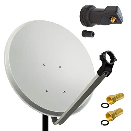 PremiumX Satelliten-Komplettanlage 60cm - SAT-Antenne aus hochwertigem Aluminium für hervorragenden Empfang. Ideal für 1 Teilnehmer mit einfachem Anschluss und hoher Signalqualität selbst bei schlechtem Wetter.