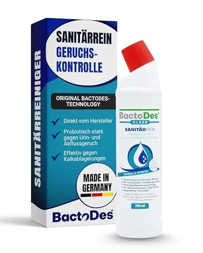 BactoDes SanitärRein Reiniger 750ml I 2in1 Reinigung & Geruchsentfernung mit Mikroorganismen I Porentiefe Kalk- & Urinrückstandsbeseitigung mit gelartiger Konsistenz I Pur oder verdünnt anwendbar