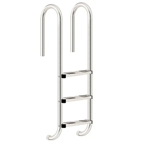 Zelsius V2A Edelstahl Poolleiter mit 3 Stufen - Silber - Poolleiter aus rostfreiem V2A Edelstahl, ideal für einen sicheren und komfortablen Einstieg in Ihr Schwimmbecken. Mit rutschhemmenden Stufen und einfacher Montage.