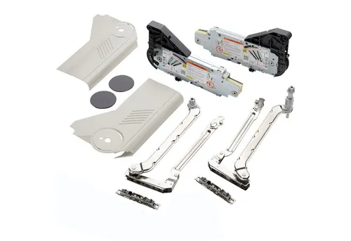 BLUM AVENTOS HL Hochliftklappe Set, seidenweiß, für Frontgewichte bis 6,75 kg - Optimal für moderne Hängeschränke: Die BLUM AVENTOS HL Hochliftklappe öffnet parallel nach oben und bietet leichten Zugriff auf den Inhalt. Inklusive BLUMOTION für sanftes Schließen und einfache Montage.