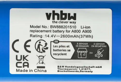 vhbw Akku kompatibel mit Proscenic 850T Saugroboter (2600 mAh, 14,4 V, Li-Ion)