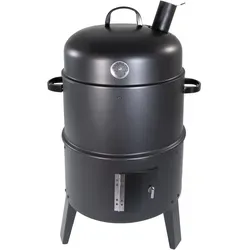 Räucher- und Grillofen schwarz: Smoker mit Thermometer für perfekte Aromen