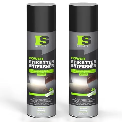 Spraytive 2 x 500ml Power Etikettenentferner – Acetonfrei, Klebereste-Entferner & Etikettenlöser, Reiniger für Aufkleber & Markierungsfarben – Schnelle, rückstandslose Entfernung - Made in Germany