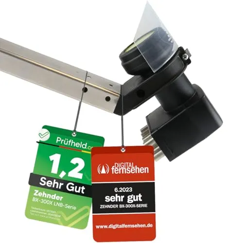 [ Test 3X SEHR GUT *] ZEHNDER Octo LNB + Wetterschutzhaube, Digital 8-Fach 4K HD LMB für 8 Teilnehmer mit Wetterschutzkappe & Sun Protect, für Fernseher Sat Receiver, Satellitenschüssel 8fach LNC