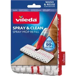 Vileda Ersatzbezug Spray and Clean Mikrofaser Wischbezug für Sprühwischer - Weiß/Rot