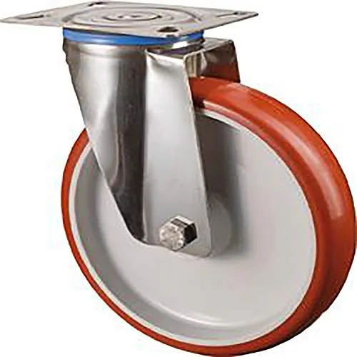 BS Rollen Lenkrolle aus Polyurethan mit Edelstahl - 125 mm Durchmesser - Robuste Lenkrolle mit 150 kg Tragkraft, ideal für industrielle Anwendungen und langlebig durch hochwertige Materialien.