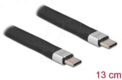 DELOCK 86940 - Sync- & Ladekabel, USB 2.0 C -> USB C, 13 cm, flach