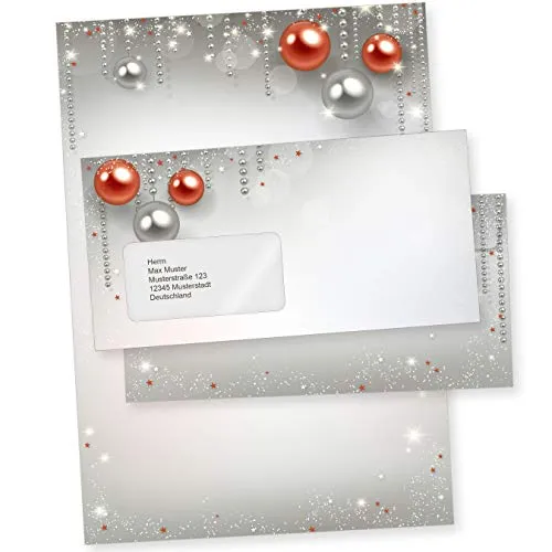 Gala Design Weihnachtsbriefpapier Set mit Fensterumschlägen - 100 Blatt elegantes DIN A4 Briefpapier und 100 Fensterumschläge, ideal für festliche Post. Hochwertiges Offsetpapier, perfekt für Drucker und Handbeschriftung, um Ihre Weihnachtsgrüße stilvoll zu versenden.