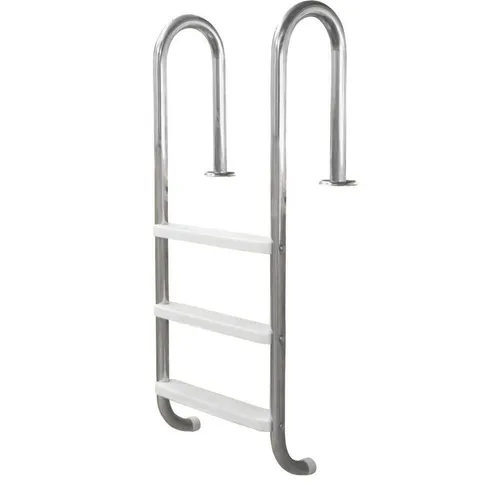 Poolleiter Edelstahl ENG 120 cm - 3-stufig mit Kunststoffstufen - Leiter für Whirlpools, rost- und korrosionsbeständig mit rutschsicheren Stufen für maximalen Komfort und Sicherheit. Einfache Installation und abgerundete Kanten.