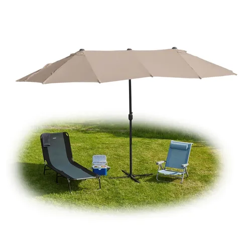 Doppelsonnenschirm Oval-Sonnenschirm – Wasserabweisend mit UV-Schutz - Sonnenschirm für Terrasse, 460 cm breit, bietet optimalen UV-Schutz und ist wasserabweisend – ideal für entspannte Stunden im Freien.