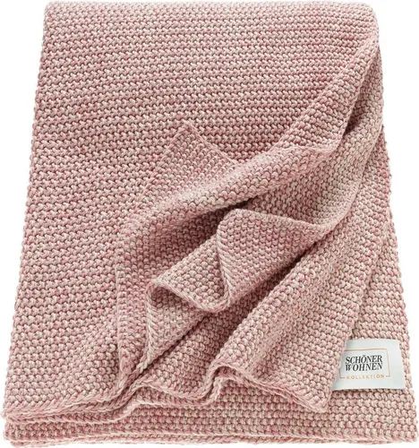 Wohndecke Melange, SCHÖNER WOHNEN-Kollektion - Kuschelige Strickdecke in rosa mit Melange-Effekt, aus 100% Baumwolle, ideal für gemütliche Abende und stilvolle Akzente im Wohnzimmer.