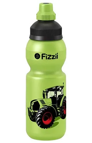 Fizzii Kinder- und Freizeittrinkflasche 330 ml (auslaufsicher bei Kohlensäure, schadstofffrei, spülmaschinenfest, Motiv: Mini Trecker)