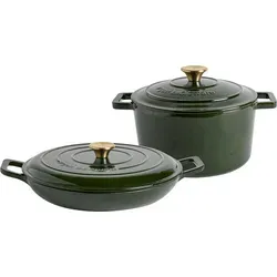 2-teiliges flaches Gusseisen-Auflaufformen-Set – 2,3 l/4,5 l – Grün - Grün