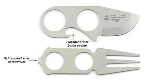 Puma Card Cutlery Tool - Kompaktes Camping- und Reisebesteck - Praktisches Reisebesteck aus Edelstahl in silber, inklusive Kunststoffhülle. Ideal für Outdoor-Aktivitäten und Reisen, platzsparend und leicht zu transportieren.