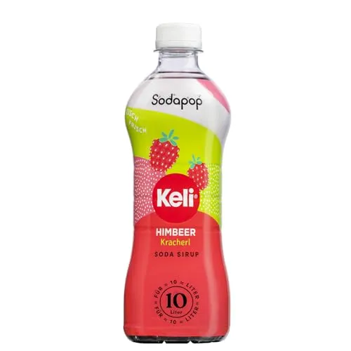 Sodapop Keli Sirup Himbeer, fruchtiges Getränkekonzentrat, kalorienarm, 1 Flasche ergibt 10 L Fertiggetränk, 500 ml