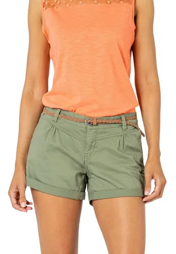Sublevel Damen Kurze Hose Stretch-Shorts mit Flecht-Gürtel von Sublevel