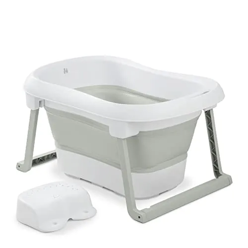 hauck Faltbare Babybadewanne Wash N Fold L - Faltbare Babybadewanne für Kinder bis 18 kg, inklusive Farbwechsel-Ablaufstöpsel für Temperaturkontrolle. Ideal für Zuhause und unterwegs, spart Platz und Wasser.
