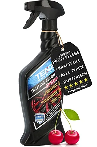 TENZI Premium Felgenreiniger Kirschgeruch Blutige Felge (600ml) für Auto & Motorrad - kraftvolle, Felgenpflege, pH neutral mit Wirkindikator - Reiniger für Alufelgen, Stahlfelgen, Chrom, lackierte