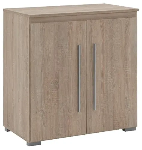 Arthur Berndt Moderne Kommode mit 2 Türen - Kommode in Eiche Sonoma Holzoptik, mit 3 großen Fächern und pflegeleichter Oberfläche für eleganten Stauraum.