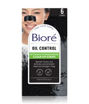 Bioré Tiefenreinigende Aktivkohle Clear-Up-Strips - 6 Nasenstrips für normale bis fettige Haut, entfernen Mitesser und überschüssigen Talg, dermatologisch getestet und ideal für einen mattierten Teint.