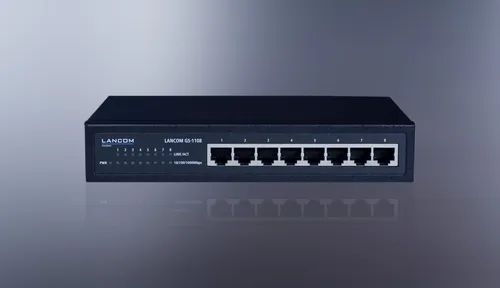 LANCOM GS-1108 - Geräuschloser 8-Port Gigabit Ethernet Switch für Small Offices, lüfterlos und robust im Metallgehäuse