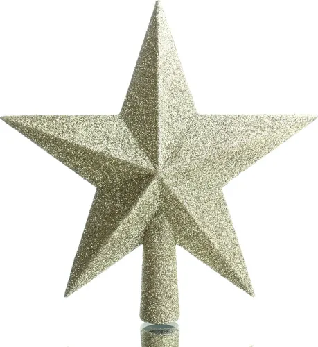 Bruchfeste Weihnachtsbaumspitze Stern Goldfarben mit Glitter Ø 19 cm - Kunststoff