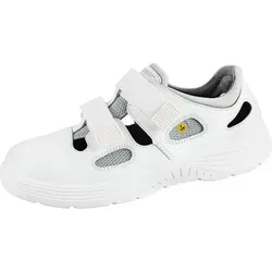 Abeba Sicherheitsschuhe X-Light 7131031 - S1 ESD Sandalen aus Echt Leder - Arbeitsschuhe für Unisex in Größe 43, atmungsaktiv und robust mit Stahlkappe. Ideal für Medizin, Pflege und Industrie, bietet Komfort und Sicherheit durch Klettverschluss und rutschhemmende Sohle.