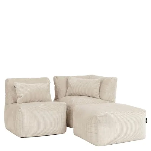icon Sitzsack-Sofa Noa, Beige, Textil, 228x70x78 cm, Modular und Komfortabel - Das icon® Noa Sitzsack-Sofa bietet modularen Komfort für jedes Wohnzimmer. Mit strapazierfähigem Cord und einer weichen Faserschicht sorgt es für entspannte Stunden. Perfekt anpassbar und leicht zu montieren!