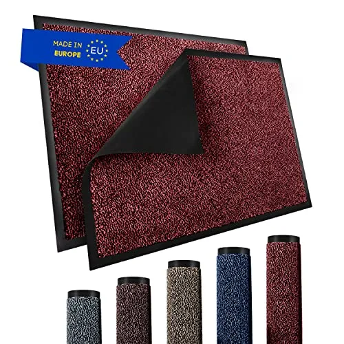 TRIBURG® Fußmatte 90x150 Rot Schwarz - Schmutzfangmatte 90 x 150 wetterfest, wasserfest, waschbar - Fußmatte außen/innen -rutschfeste Fussmatte Aussenbereich und Innenbereich