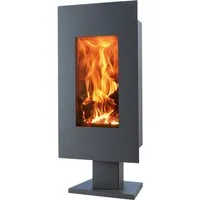 Kaminofen Panadero Osaka 8 kW - Eleganter Stahl in Schwarz - Kaminofen in Schwarz mit 8 kW Leistung, EEK A+ für effiziente Wärme und modernes Design, ideal für gemütliche Abende.