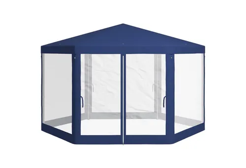 furnicato Pavillon Gartenpavillon 6-eckig mit Netzvorhängen 3,94m - Stabiler 6-eckiger Pavillon mit robustem Metallgestell, wasserabweisendem Dach und integrierten Netzvorhängen für optimalen Schutz vor Sonne und Insekten – ideal für entspannte Stunden im Garten.