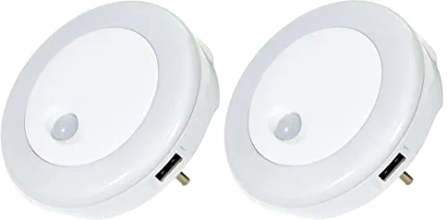 Produktbild Northpoint LED Nachtlicht für die Steckdose Bewegungsmelder 2X seitlicher USB Ladeanschluss Warmweißes Buntes Licht (2 Stück)