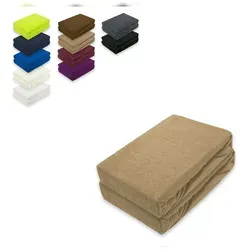 EXKLUSIV HEIMTEXTIL Frottee Spannbettlaken Doppelpack Rundumgummizug 90 - 100 x 200 cm Sand
