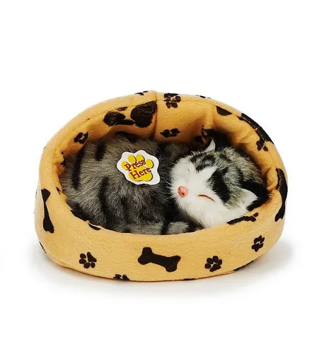 Teddys Rothenburg Kuscheltier Katze im Korb grau 16 cm Stofftier Plüschkatze (Plüschkatze, Stofftier, Kätzchen, Stoffkätzchen, Plüschkätzchen)