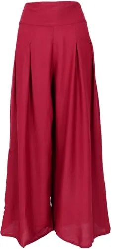 GURU SHOP Boho Hosenrock - Dunkelrot, Weite Sommerhose für Damen - Damen-Hosen, tolle Schlupfhose mit bequemem gesmoktem Bund, ideal für Boho-Stile und vielseitig kombinierbar zu Tops und Tuniken.