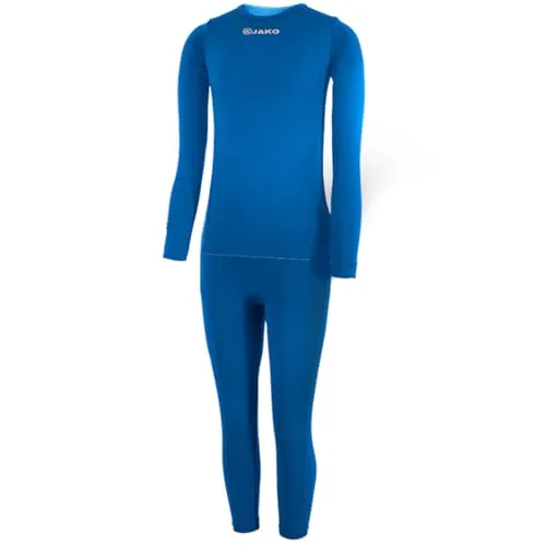 JAKO Kinderset Underwear - Blau - 164-176 - Funktionelles Kinder-Unterwäsche Set in Blau mit langärmligem Shirt und langer Tight. Das elastische Material sorgt für optimalen Tragekomfort und hält junge Sportler warm, ideal für kalte Tage.