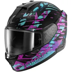Shark D-Skwal 3 Reptaia Integralhelm - Matt Schwarz/Lila/Türkis - XS - Der Shark D-Skwal 3 bietet mit seinem aggressiven Design und der ECE 22.06-Zulassung optimale Sicherheit und Komfort. Die innovative „Best Fit“-Technologie sorgt für eine perfekte Passform und höchsten Fahrspaß.